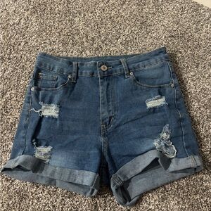 Trendy Distressed Blue Jean Shorts for Women